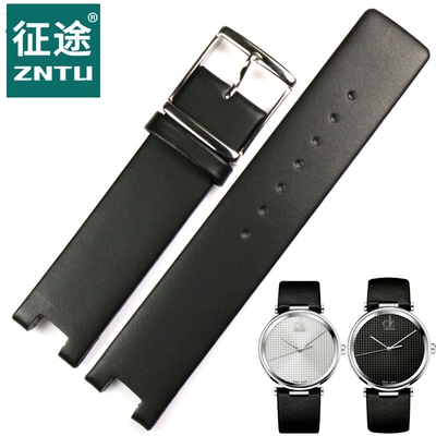 CK真皮表带K1S21120/K1S2110C2/KIS21100凹口黑色皮表带20mm