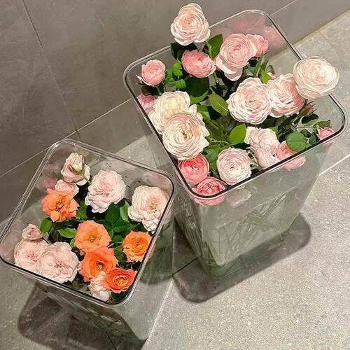 亚克力醒花桶深水鲜花养花桶花店专用家用插花桶透明醒花桶花瓶