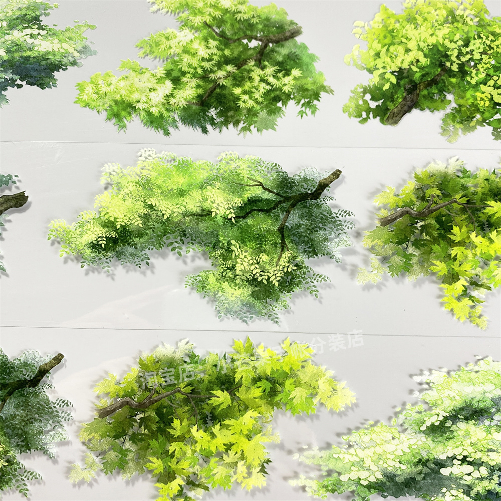 手帐分装胶带叶满冠3zero树叶绿景绿植PET古风素材账流麻diy贴纸