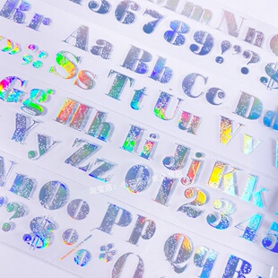 手帐分装 胶带a229罗数英言三渡文创字母镭射PET素材账流麻diy贴纸