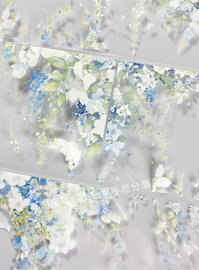 手帐分装胶带繁花梦里江月令半透浅色PET古风素材账流麻贴纸咕卡