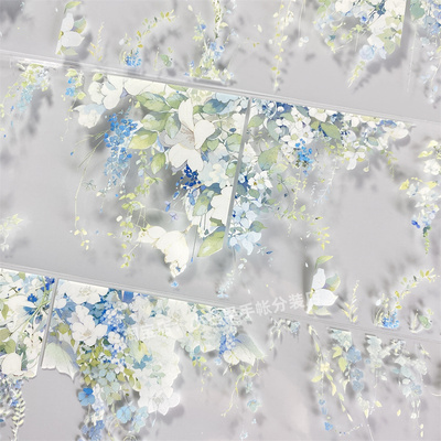 手帐分装胶带繁花梦里江月令半透浅色PET古风素材账流麻贴纸咕卡