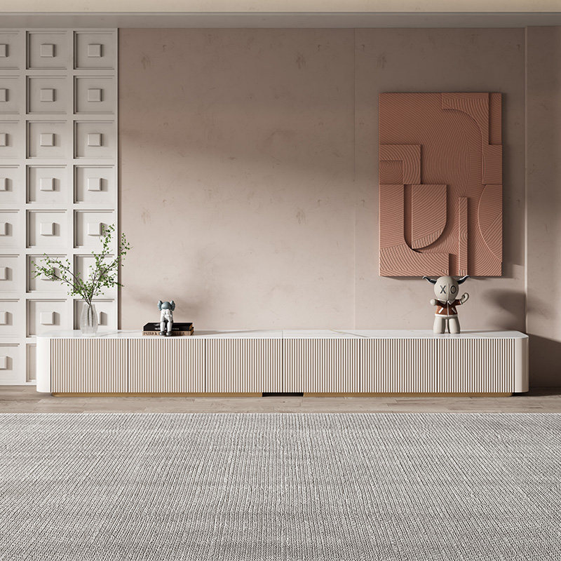 轻奢大理石超长电视柜茶几组合家用客厅意式岩板落地烤漆小户型柜