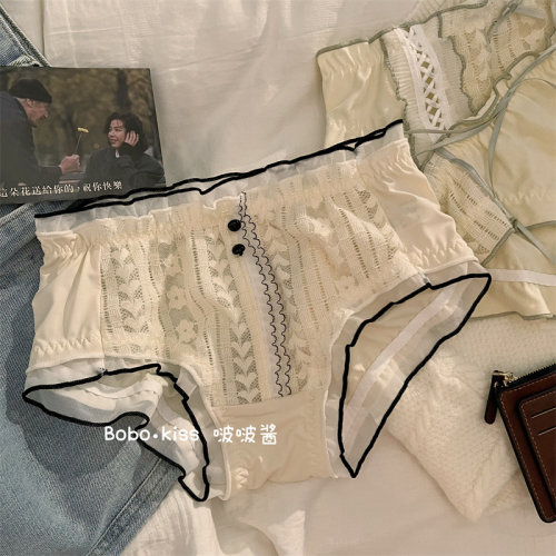 女士内裤简约蝴蝶结蕾丝纯棉抗菌