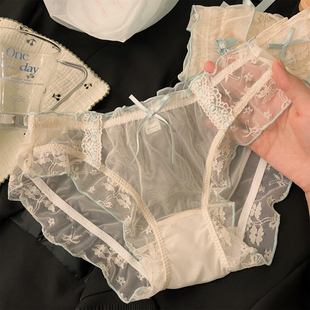甜美纯欲风少女蕾丝内裤女生夏季薄款透明网纱2025新款性感三角裤