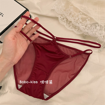 女士内裤纯欲风新款红色酒红夏季