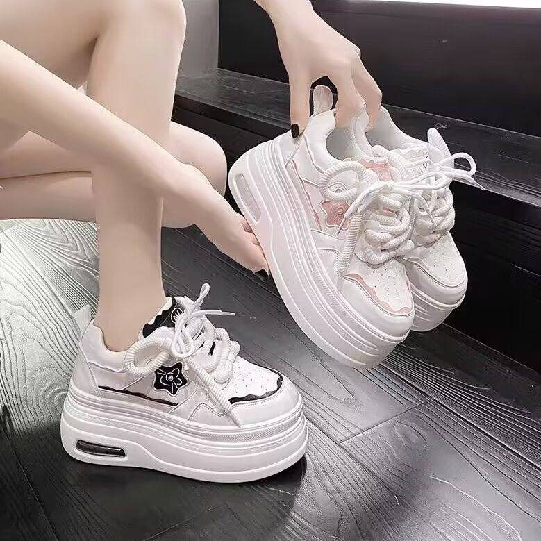 学生休闲厚底运动小白鞋女2025年秋季新款百搭小个子增高松糕板鞋,女鞋,时尚休闲鞋,淘宝优惠券,粉丝福利购,淘宝优惠卷