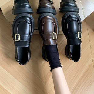 英伦风小皮鞋 设计感厚底乐福鞋 高级感黑色单鞋 法式 女2025春秋新款