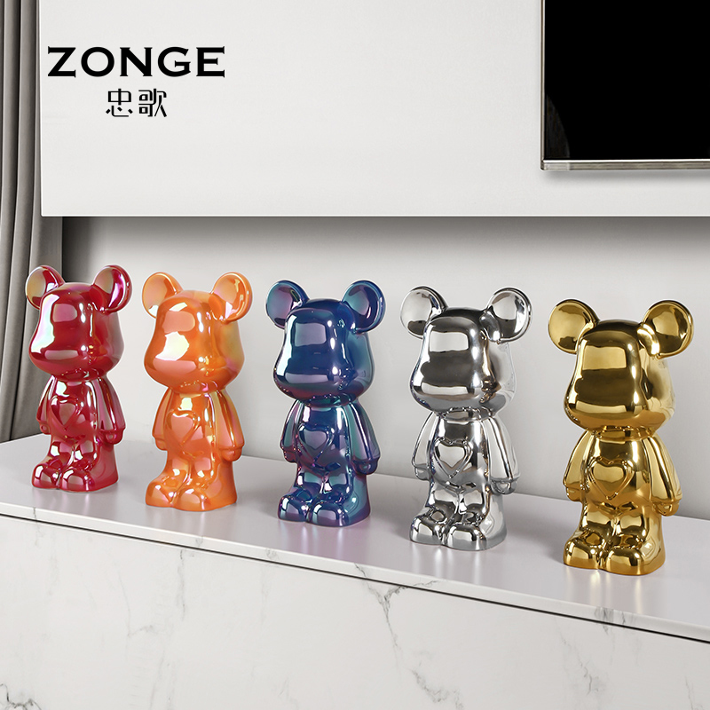 忠歌陶瓷轻奢暴力熊摆件
