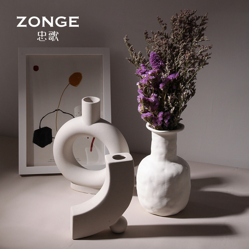 北欧INS花瓶干花装饰摆件客厅插花民宿玄关创意几何艺术陶瓷花器,家居饰品,花瓶,淘宝优惠券,粉丝福利购,淘宝优惠卷