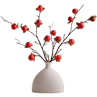 INS素胚陶瓷花瓶摆件柿柿如意干花仿真花果乔迁新居礼品客厅插花