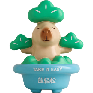 情绪稳定神器治愈放青松办公桌工位摆件解压礼物女生生日卡皮巴拉