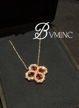 bvminc loop 红色闪钻四叶草项链 S925银