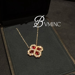 bvminc loop 红色闪钻四叶草项链 S925银