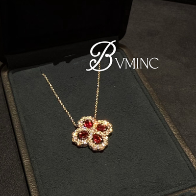 bvminc loop 红色闪钻四叶草项链 S925银