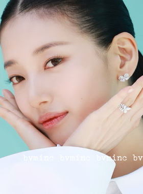 bvminc GF同款 裴智秀同款满钻蝴蝶耳钉 银