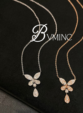 bvminc 新款满钻蝴蝶项链 S925银镀金