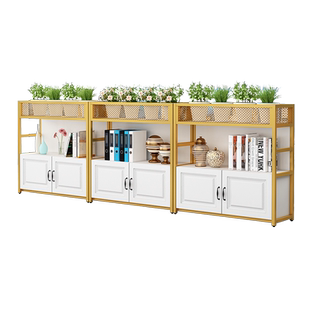 办公室花槽柜屏风隔断柜桌边矮柜文件柜铁艺花架储物柜区域矮隔断