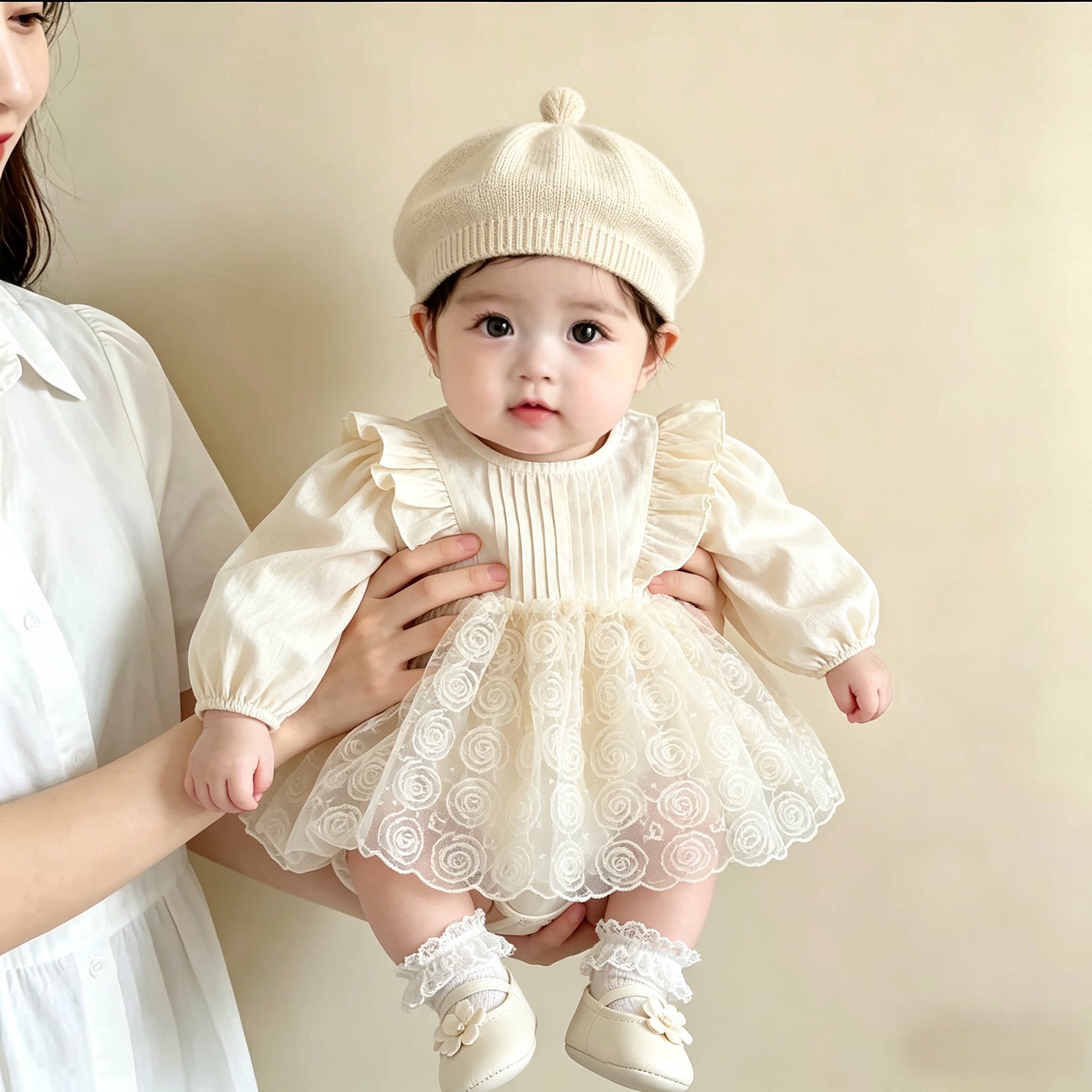 女宝宝长袖周岁生日小礼服洋气图片