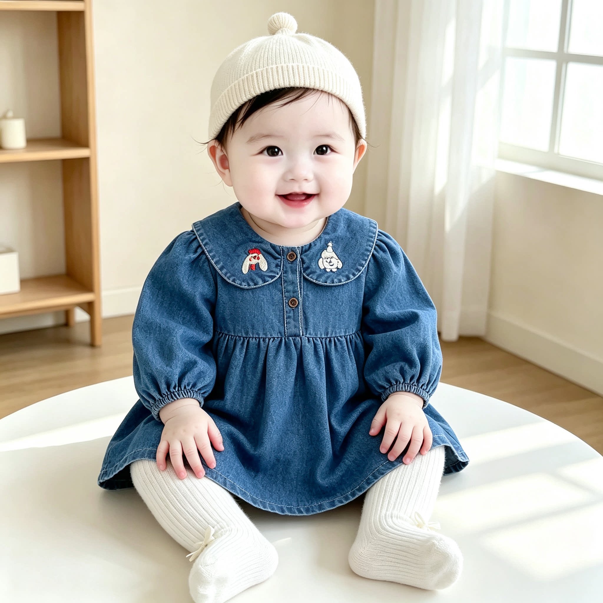 女宝春秋长袖百日周岁小礼服洋气图片