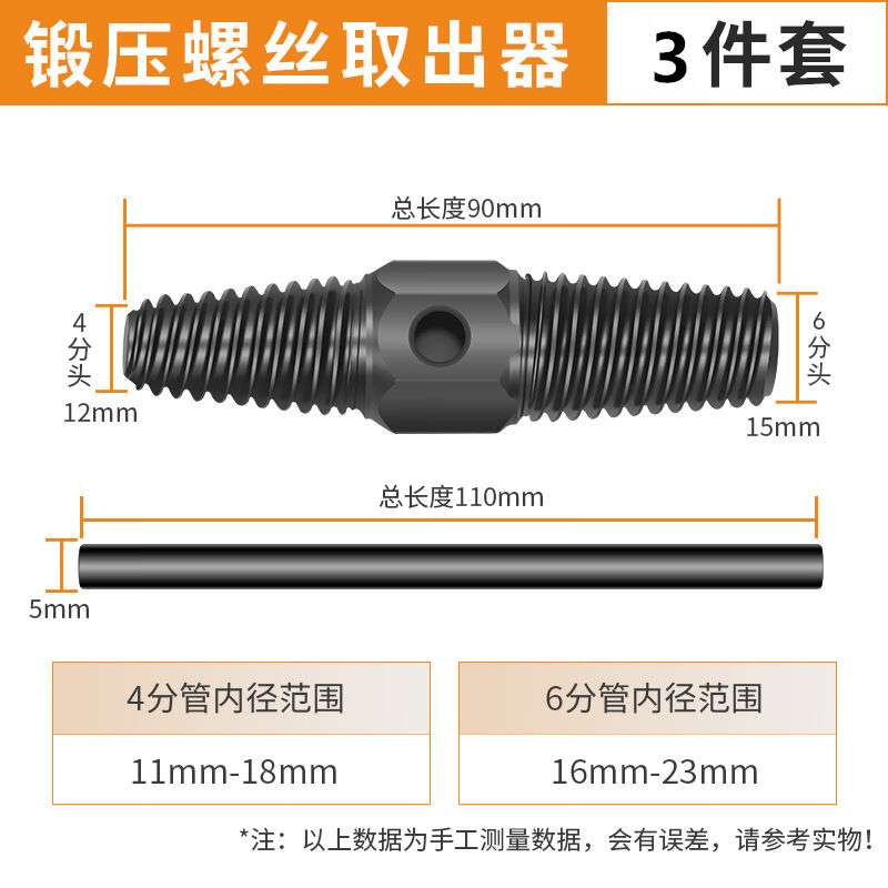 安达通锻压螺丝取出器三角阀断丝取出器丝锥反牙水管断头螺丝取丝