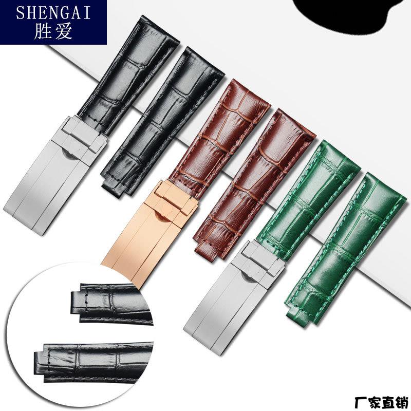 适配品质适配劳力士潜航者迪通拿蓝绿黑水鬼游艇名仕皮带表带真皮