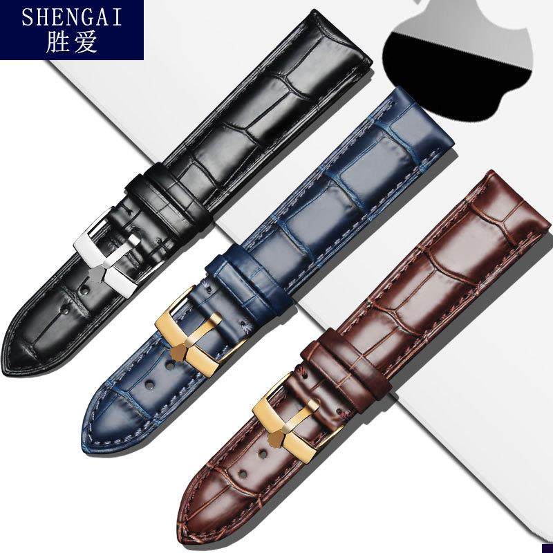 适配劳力士游艇名仕手表带q迪通拿黑绿水鬼日志型真皮表链男20皮