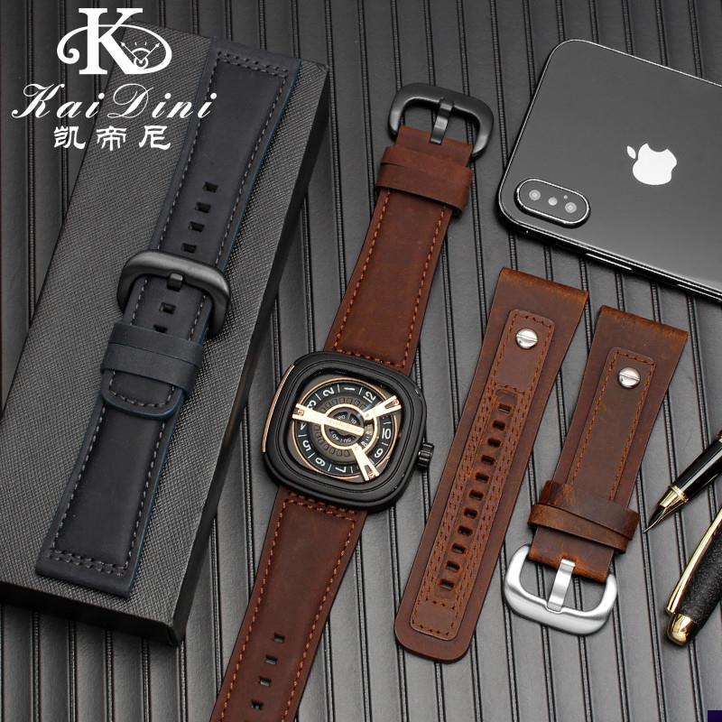 适配原装星期五真皮手表带P1P2BQ1Q3V1/0H1绒面牛皮棕色M2M1/01男