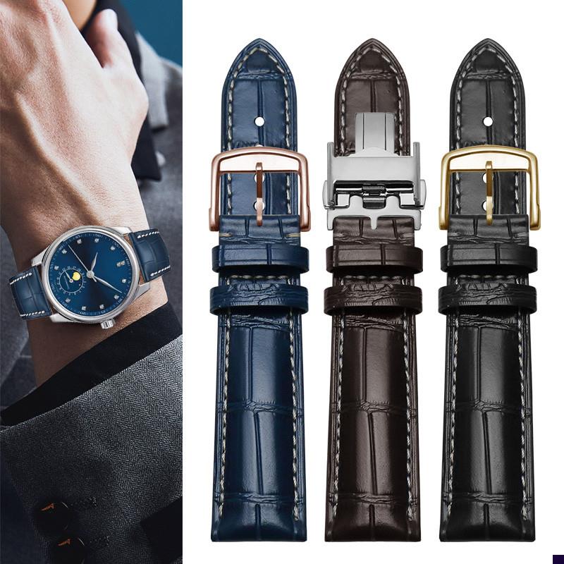 适配真皮表带浪琴原装军旗瑰丽v康铂博雅L2L4名匠手表带真皮男
