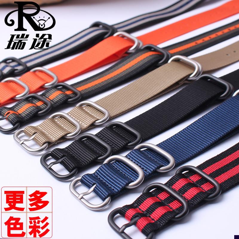 适配NATO户c外尼龙手表带帝陀/SEIKO精工5号帆布加厚表链男2022mm