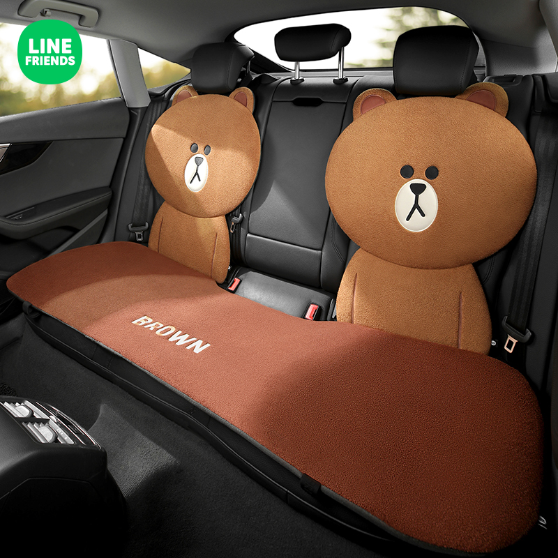 卡通可爱布朗熊冬季汽车坐垫四季通用女神大众座椅套后排车内座垫