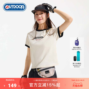 outdoor products 加州云雀夏季T恤棉感透气修身舒适撞色短袖女