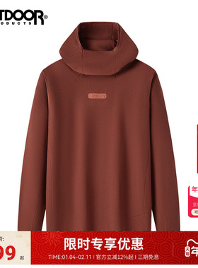 outdoor products2025秋冬新款绒类套头衫男户外保暖高领连帽卫衣