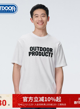 outdoor products T恤男新款户外运动纯棉透气圆领字母LOGO短袖