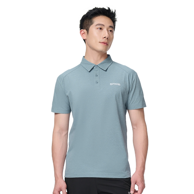 outdoor products 夏季山系户外运动吸湿速干插肩T恤polo衫翻领男