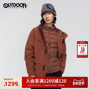 明星同款outdoor products秋冬新款三合一排骨羽绒冲锋衣男女户外