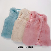 英国单 外套上衣 夹棉保暖无袖 MT女童宝宝1 12岁秋冬三色毛绒马甲