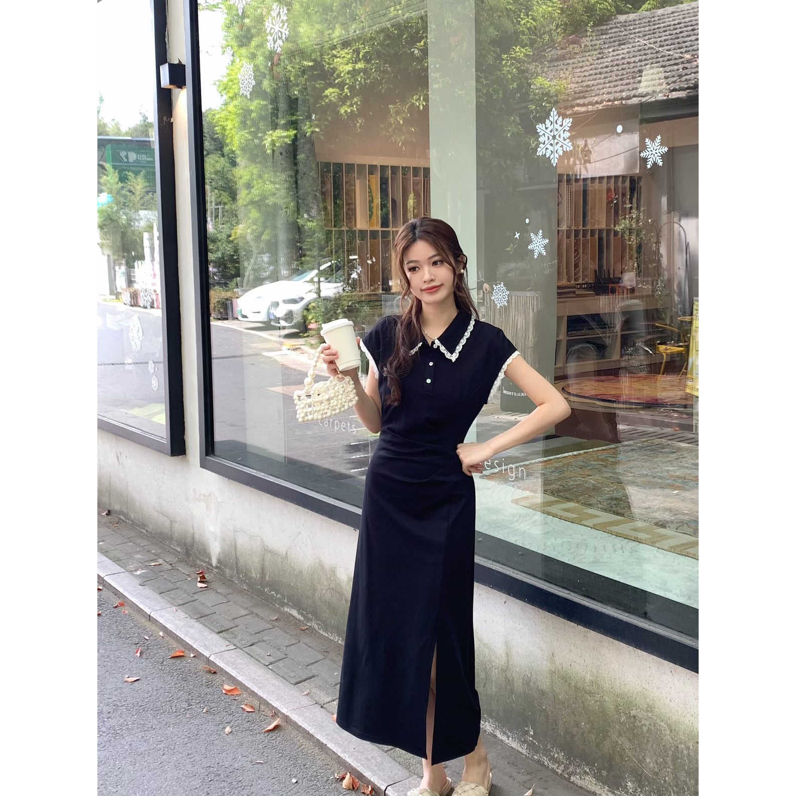 夏上新！【董与陈大码女装】 微胖大码Polo领小清新连衣裙