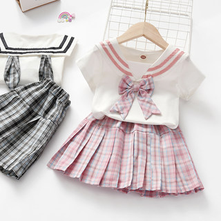 女童JK服套装夏装2024新款洋气网红宝宝学院风洋气儿童裙子两件套