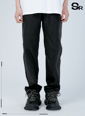 Senior Role国潮休闲裤男宽松运动裤子薄款直筒潮流贴布长裤