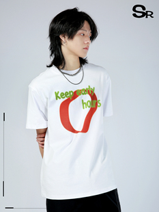 男 纯棉t恤休闲体恤宽松圆领印花全棉情侣短袖 Senior Role2025新款