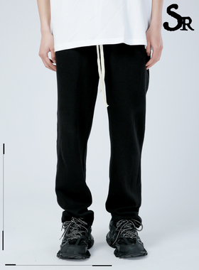 Senior Role秋冬新款宽松运动裤子国潮休闲裤黑色针织百搭长裤男