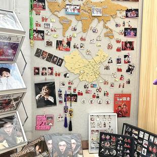 世界旅行足记照片墙毛毡地图墙贴玄关墙面装饰立体背景墙中国展示