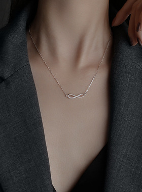 万盈首饰8字项链S925纯银ins个性