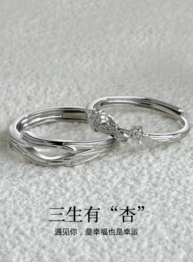 三生有杏情侣戒指小众简约时尚