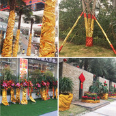 烫金布料包柱子褶皱包树金布包墙装 饰布 饰金色婚庆节日舞台抓皱装