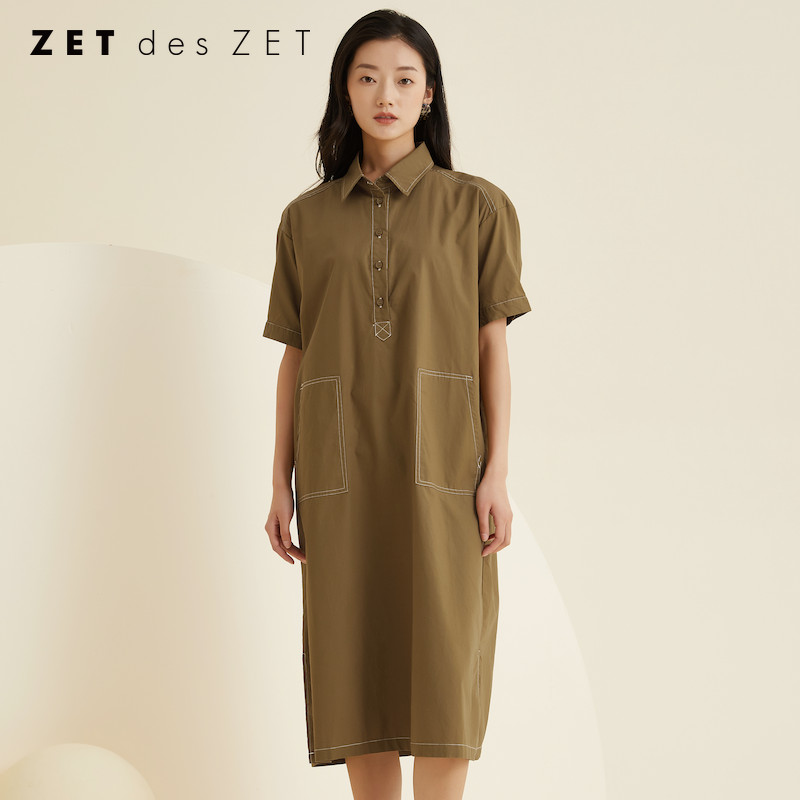 短袖连衣裙女宽松直筒纯棉中长款