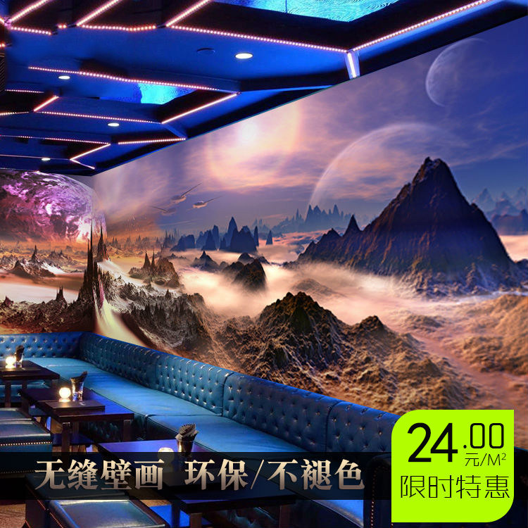 3D立体科幻太空墙纸动漫游戏空间壁画游乐场网吧KTV主题工装壁纸