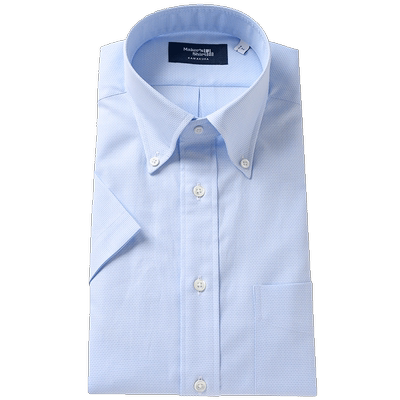 男士短袖衬衫修身版纽扣领