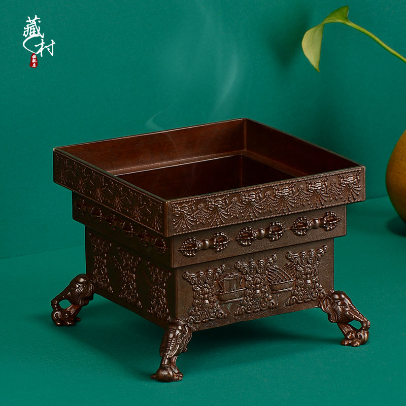 藏村烟供铜做旧四足茶室香薰炉